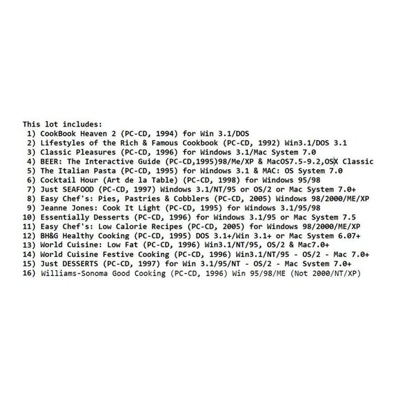 16 Cookbook CDs LOT1 - PC Software CLEARANCE- NEW in Jewel Cases - Picture 2 of 4